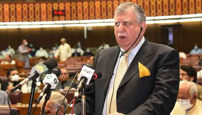 In this handout picture released by National Assembly on June 11, 2021, Finance Minister Shaukat Tareen presents the annual fiscal budget at the National Assembly in Islamabad. Photo: AFP