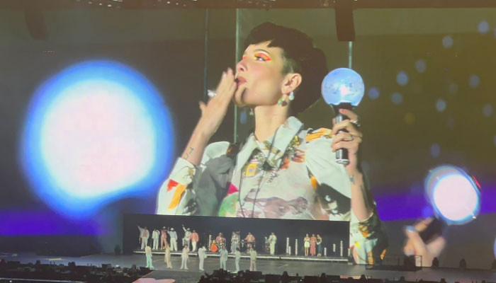 Halsey gets spotted cheering-up for BTS on Day 3 of 'PTD' concert