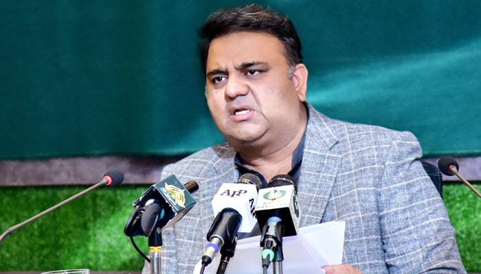 Minister for Information and Broadcasting Fawad Chaudhry addressing a post-cabinet press conference in Islamabad on December 21, 2021. — PID