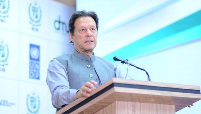 Prime Minister Imran Khan addresses the launching ceremony of the Digital Media Development Programme in Islamabad. — PID/File