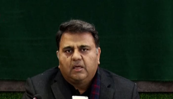 Minister for Information and Broadcasting Fawad Hussain Chaudhry. — Screengrab via Geo News