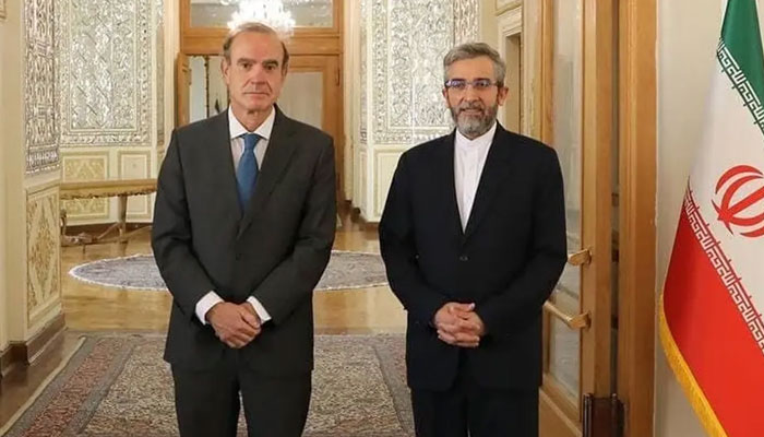 EUs Enrique Mora with Irans Bagheri Kani in Tehran/ October 14, 2021. Agencies