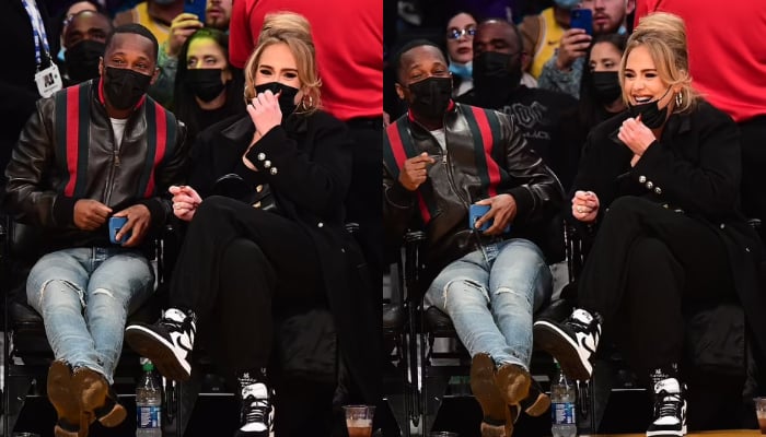 Adele wears Louis Vuitton at an NBA game with boyfriend Rich Paul
