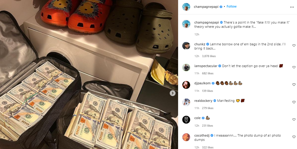 Drake flaunts his fake it til you make it fortune in recent photo dump
