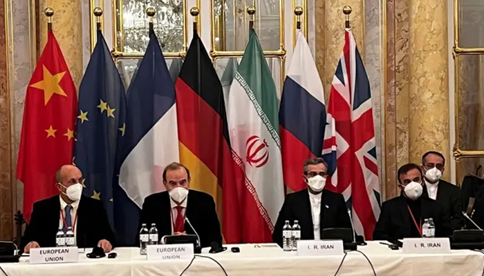 Representatives from Iran and the EU at the nuclear talks in Vienna this week. — AFP/Getty Images