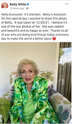 Betty White assistant shares her rare photo taken before death