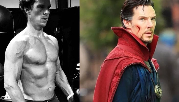 Benedict Cumberbatch shows bulked up body in BTS Doctor Strange photo
