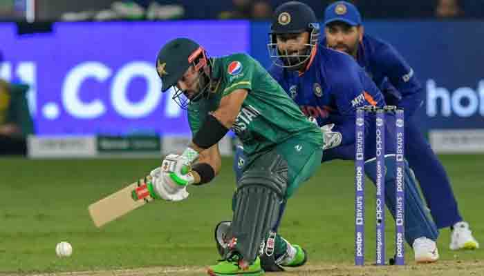 Pakistans Mohammad Rizwan plays a shot during T20 World Cup 2021 match against India. -AFP