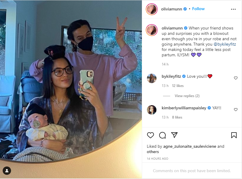Olivia Munn drops an adorable pic with son Malcolm while getting her hair done