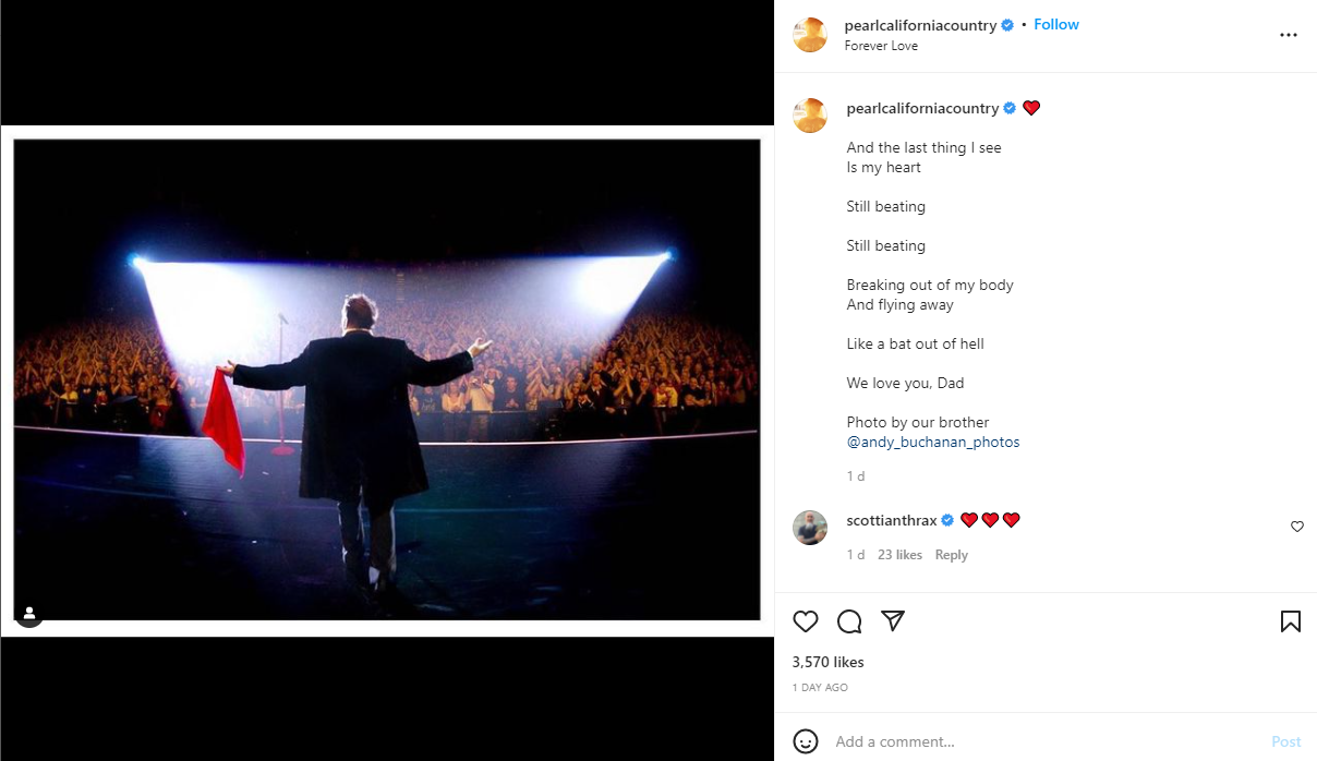 Meat Loafs daughter pens heartfelt tribute for late rock singer