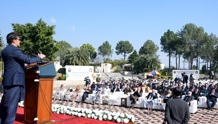 Prime Minister Imran Khan addressing at an event on Criminal Law and Justice Reforms in Islamabad, on January 27, 2021. — RadioPakistan