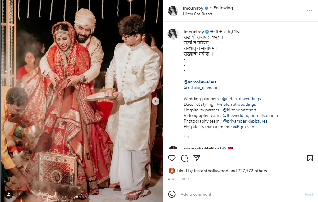 Mouni Roy makes for a gorgeous Bengali bride in red as she marries Suraj Nambiar