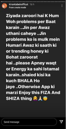 Kiran Tabeir breaks silence over her viral Fiza Shiza meme