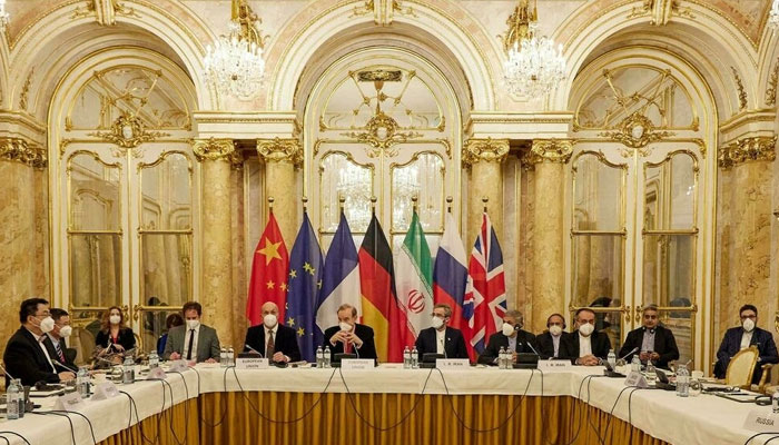 Officials at the Iran nuclear talks in Vienna in December 2021. AFP