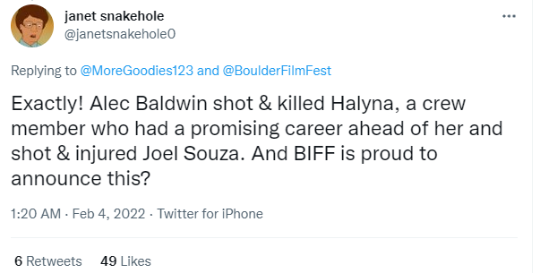 Alec Baldwin's appearance at the Boulder Film Festival outrages fans