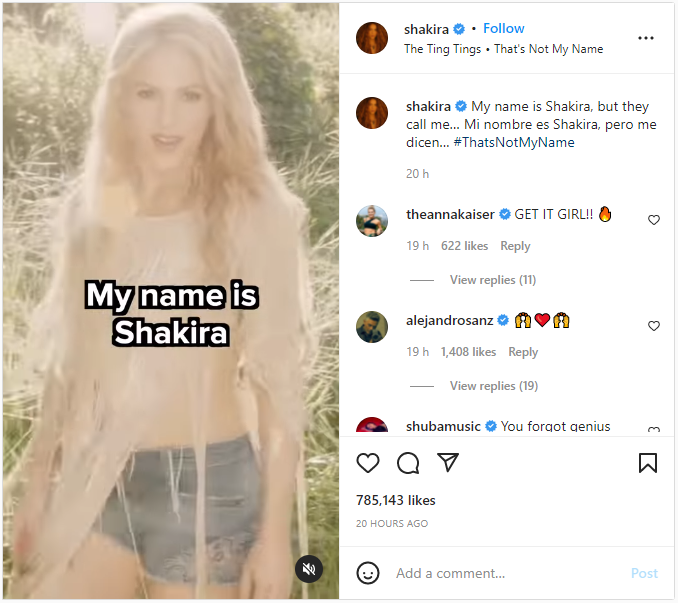 Watch: Shakira drops her rendition on ‘Thats Not My Name reel trend