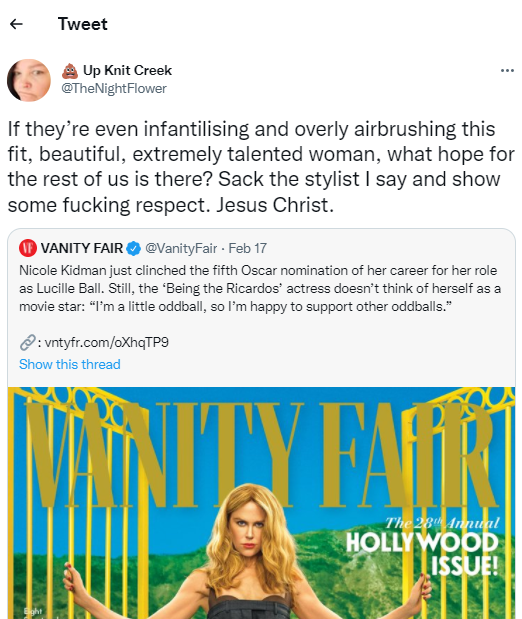 Nicole Kidmans latest Vanity Fair cover slammed for too much editing