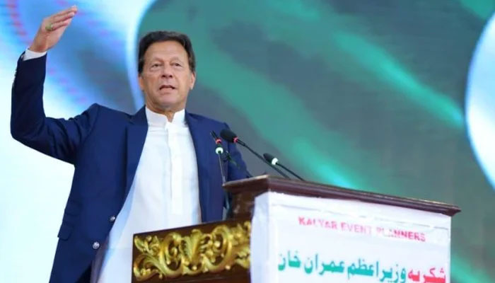 Prime Minister Imran Khan addressing the Foreign Conference in Islamabad on March 15, 2022.  - APP