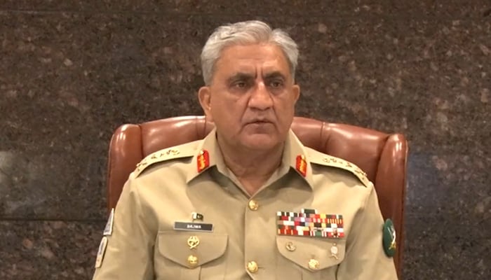 Chief of Army Staff (COAS) General Qamar Javed Bajwa chairs 248th Corps Commanders’ Conference (CCC) at the General Headquarters (GHQ) in Rawalpindi, on March 15, 2022. — Twitter/@OfficialDGISPR