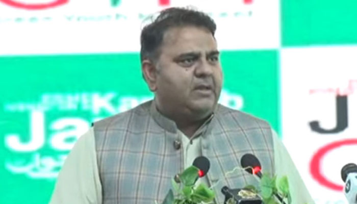 Minister for Information and Broadcasting Fawad Chaudhry addresses a press conference in Islamabad. Photo: Radio Pakistan.