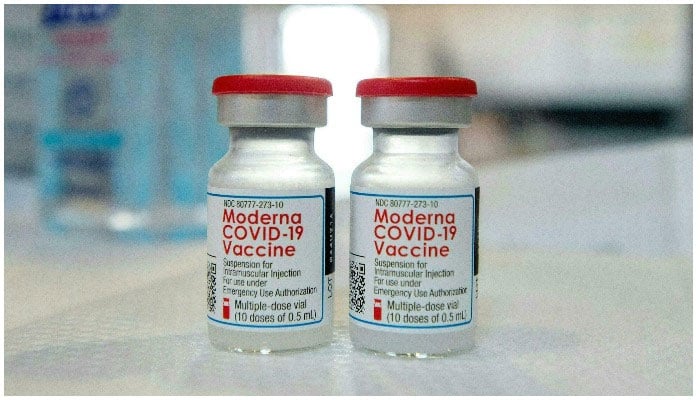 Two bottles of Moderna vaccine. — AFP/File