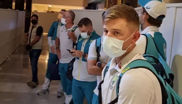 Australia’s 14-member white ball contingent has arrived in Pakistan. Photo: PCB/ screengrab