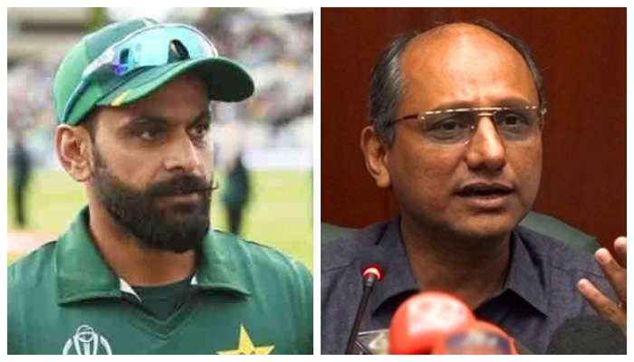 Ex-Pakistan captain Mohammad Hafeez and PPP leader Saeed Ghani. -The News/File