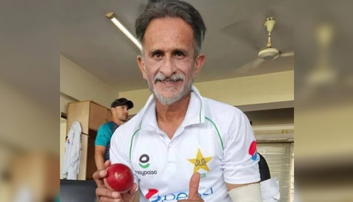 A doctored photo of Pakistani pacer Hassan Ali.