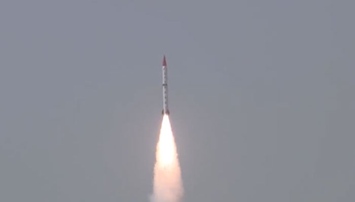 Pakistan conducts a successful flight test of the Shaheen-III surface-to-surface ballistic missile. Photo: ISPR/ Twitter