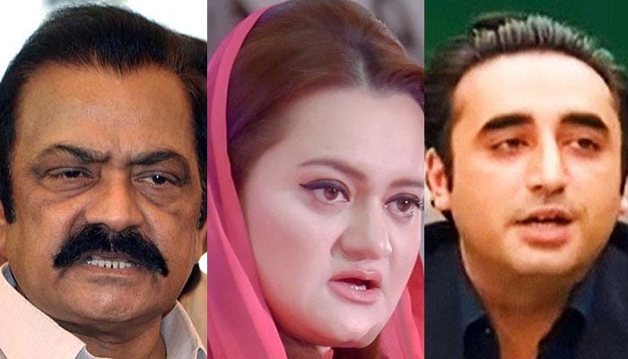 Shehbaz Sharifs potential cabinet picks؛ Rana Sanaullah (R), Marriyum Aurangzeb (C) and Bilawal Bhutto-Zardari (L). Photo: file