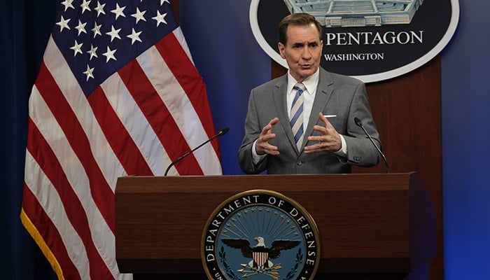 Pentagon Press Secretary John Kirby speaks during a news briefing at the Pentagon, on April 11, 2022, in Arlington, Virginia. — AFP