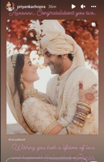 Priyanka Chopra pens heartfelt wish for newlyweds Ranbir Kapoor, Alia Bhatt