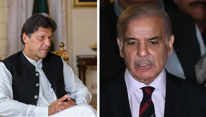 Ex-PM Imran Khan (L) and Prime Minister Shahbaz Sharif.  — File