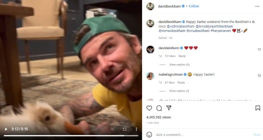 David Beckham’s adorable Easter video with Harpers bunny Coco leaves fans in awe