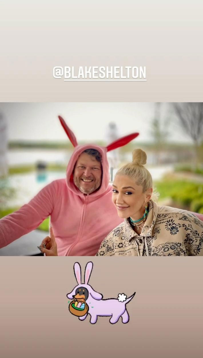 Blake Shelton transforms into a pink bunny for Easter celebrations with Gwen Stefani