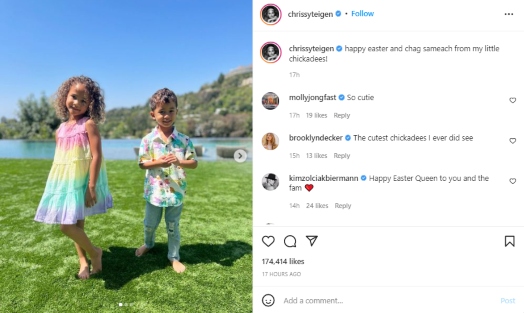 Chrissy Teigen shares adorable snaps of her children enjoying Easter Sunday