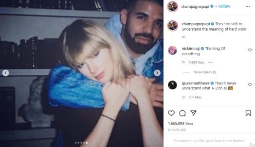 Drake shares a throwback photo with Taylor Swift, leaves fans in speculations