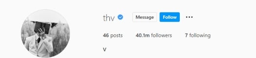 BTS's V becomes the fastest person on Instagram to reach 40 million followers
