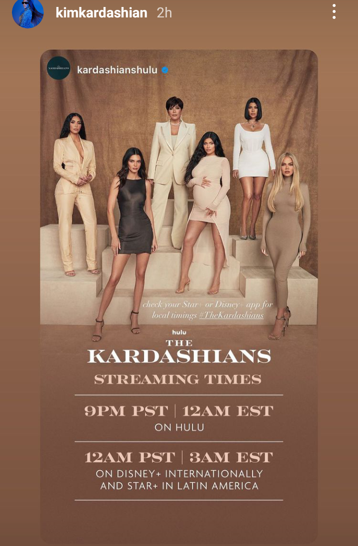 Kim shares The Kardashians broadcast times