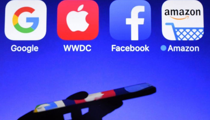 Logos of tech giants inlcuding Google, WWDC, Facebook, Amazon.. — AFP/File