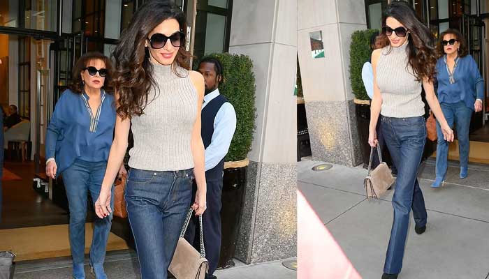 George Clooneys wife Amal Clooney flaunts her fit figure in chic outfit