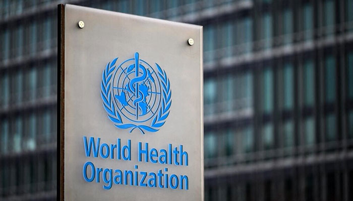 World Health Organization board outside its headquarters. — AFP