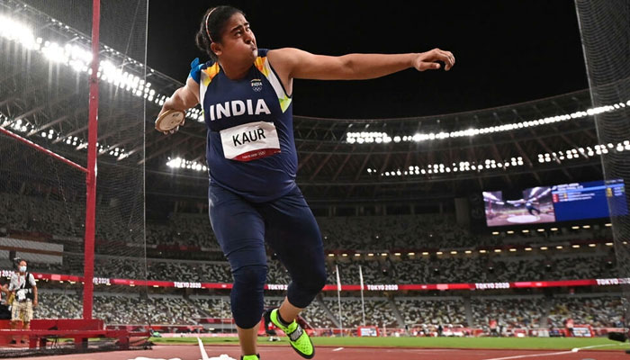 Indias top woman discus thrower Kamalpreet Kaur, who finished sixth at the Tokyo Olympics, has been provisionally suspended. Photo: AFP/File