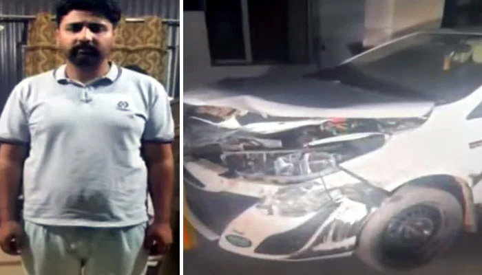 Wajahat Ali, who was driving the car (in picture) when the incident took place on motorway.