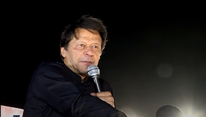 PTI Chairman Imran Khan addressing a rally in Jhelum, on May 10, 2022. — YouTube/PTI
