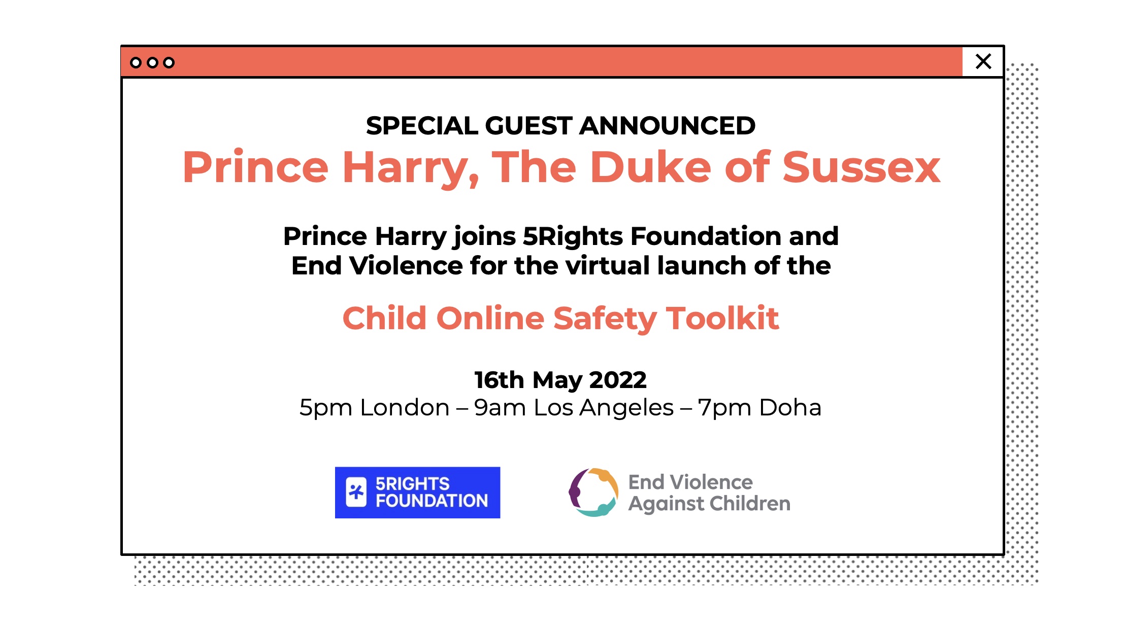 Prince Harry to speak on child online safety
