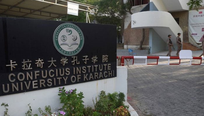 Imagine showing the entrance to the Confucius Institute at the University of Karachi. — AFP/File