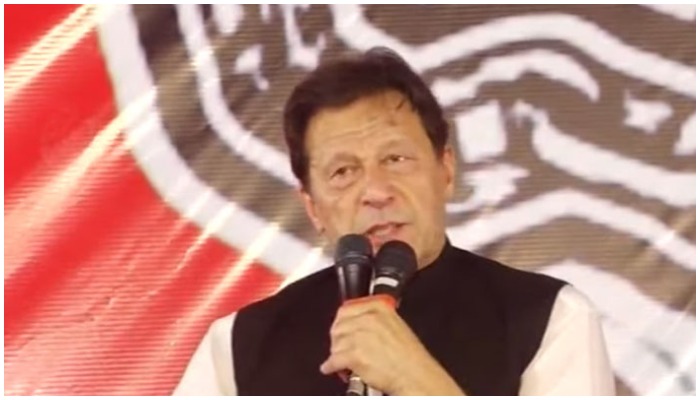 PTI Chairman and former prime minister Imran Khan addressing a rally in Multan on May 20, 2022. — Screengrab via YouTube/ Hum News Live