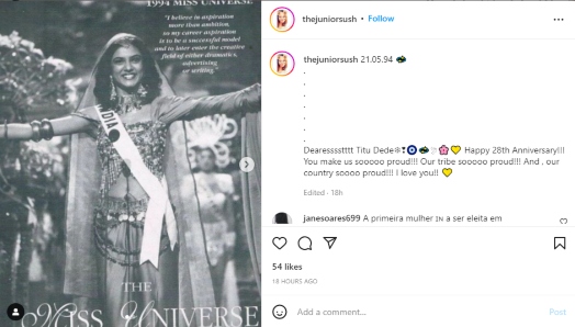 Sushmita Sen celebrates 28 years of her Miss Universe title, ‘Time flies…’