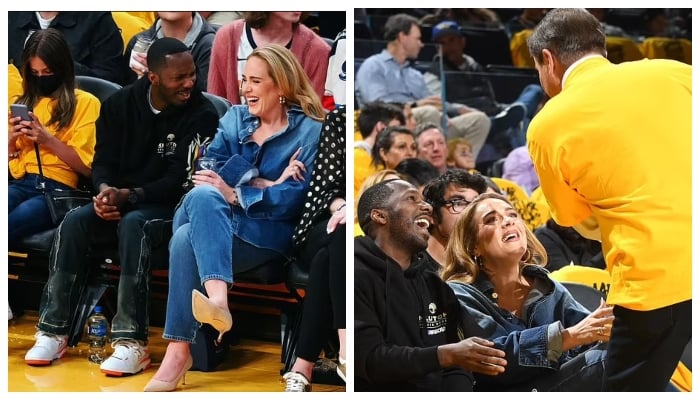 Adele is all smiles with boyfriend Rich Paul as they sit court-side to watch NBA game